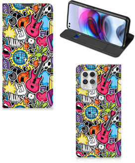 B2Ctelecom GSM Hoesje Motorola Moto G100 Telefoonhoesje Portemonnee Punk Rock