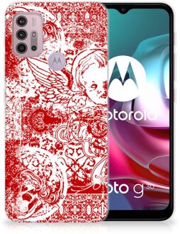 B2Ctelecom GSM Hoesje Motorola Moto G30 | G10 Back Case TPU Siliconen Hoesje Angel Skull Red