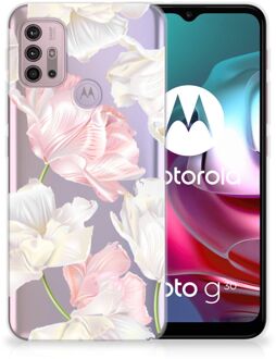 B2Ctelecom GSM Hoesje Motorola Moto G30 | G10 Back Case TPU Siliconen Hoesje Doorzichtig Mooie Bloemen