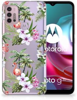 B2Ctelecom GSM Hoesje Motorola Moto G30 | G10 Doorzichtig Hoesje Flamingo Palms