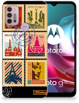 B2Ctelecom GSM Hoesje Motorola Moto G30 | G10 Trendy Telefoonhoesjes Postzegels