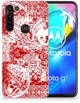 B2Ctelecom GSM Hoesje Motorola Moto G8 Power Back Case TPU Siliconen Hoesje Angel Skull Red