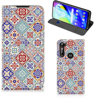 B2Ctelecom GSM Hoesje Motorola Moto G8 Power Book Case met foto Tegels Kleur