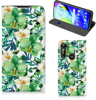 B2Ctelecom GSM Hoesje Motorola Moto G8 Power Bookcase Cover Orchidee Groen