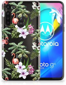 B2Ctelecom GSM Hoesje Motorola Moto G8 Power Doorzichtig Hoesje Flamingo Palms