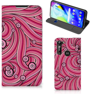 B2Ctelecom GSM Hoesje Motorola Moto G8 Power Foto Hoesje ontwerpen Swirl Pink