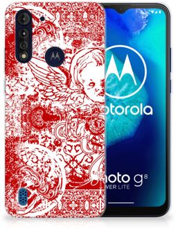 B2Ctelecom GSM Hoesje Motorola Moto G8 Power Lite Back Case TPU Siliconen Hoesje Angel Skull Red