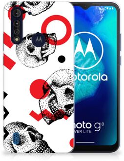 B2Ctelecom GSM Hoesje Motorola Moto G8 Power Lite TPU Bumper Skull Red