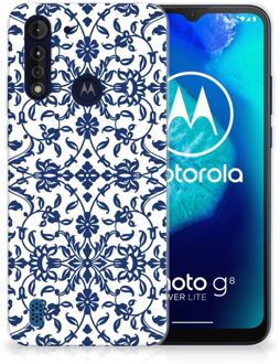 B2Ctelecom GSM Hoesje Motorola Moto G8 Power Lite Trendy Telefoonhoesjes Flower Blue