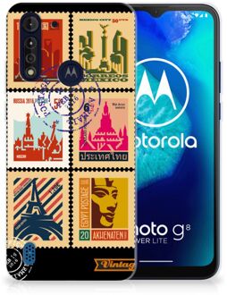 B2Ctelecom GSM Hoesje Motorola Moto G8 Power Lite Trendy Telefoonhoesjes Postzegels