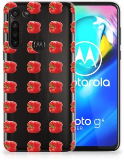 B2Ctelecom GSM Hoesje Motorola Moto G8 Power Smartphonehoesje Transparant Paprika Red