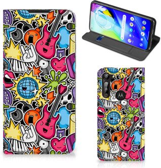 B2Ctelecom GSM Hoesje Motorola Moto G8 Power Telefoonhoesje Portemonnee Punk Rock