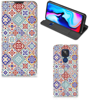 B2Ctelecom GSM Hoesje Motorola Moto G9 Play Book Case met foto Tegels Kleur