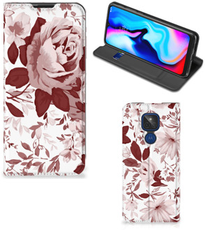 B2Ctelecom GSM Hoesje Motorola Moto G9 Play Bookcase Watercolor Flowers