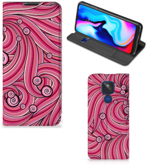 B2Ctelecom GSM Hoesje Motorola Moto G9 Play Foto Hoesje ontwerpen Swirl Pink