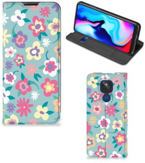 B2Ctelecom GSM Hoesje Motorola Moto G9 Play Fotohoesje ontwerpen Flower Power