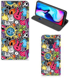 B2Ctelecom GSM Hoesje Motorola Moto G9 Play Telefoonhoesje Portemonnee Punk Rock