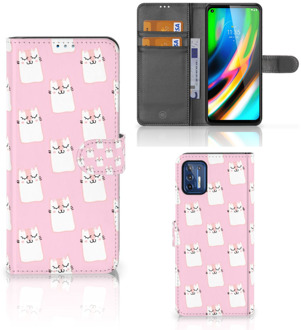 B2Ctelecom GSM Hoesje Motorola Moto G9 Plus Bookcase Valentijn Cadeaus Sleeping Cats