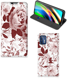 B2Ctelecom GSM Hoesje Motorola Moto G9 Plus Bookcase Watercolor Flowers