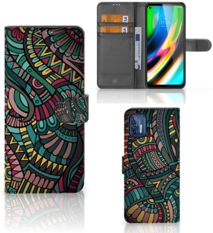 B2Ctelecom GSM Hoesje Motorola Moto G9 Plus Flip Case Aztec