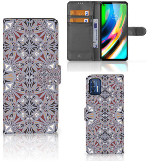 B2Ctelecom GSM Hoesje Motorola Moto G9 Plus Flipcover Flower Tiles