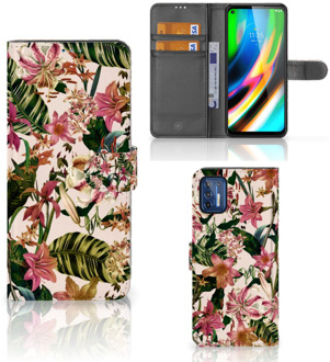 B2Ctelecom GSM Hoesje Motorola Moto G9 Plus Fotohoesje ontwerpen Flowers