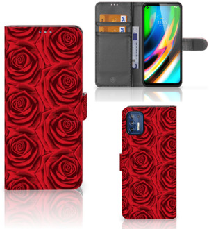 B2Ctelecom GSM Hoesje Motorola Moto G9 Plus Mobiel Bookcase Red Roses