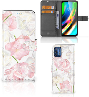 B2Ctelecom GSM Hoesje Motorola Moto G9 Plus Wallet Book Case Cadeau voor Mama Lovely Flowers