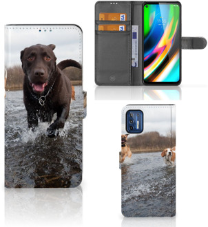 B2Ctelecom GSM Hoesje Motorola Moto G9 Plus Wallet Book Case Honden Labrador