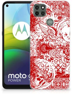 B2Ctelecom GSM Hoesje Motorola Moto G9 Power Back Case TPU Siliconen Hoesje Angel Skull Red