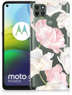 B2Ctelecom GSM Hoesje Motorola Moto G9 Power Back Case TPU Siliconen Hoesje Doorzichtig Mooie Bloemen