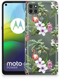 B2Ctelecom GSM Hoesje Motorola Moto G9 Power Doorzichtig Hoesje Flamingo Palms