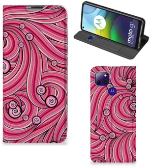 B2Ctelecom GSM Hoesje Motorola Moto G9 Power Foto Hoesje ontwerpen Swirl Pink