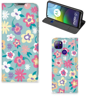 B2Ctelecom GSM Hoesje Motorola Moto G9 Power Fotohoesje ontwerpen Flower Power