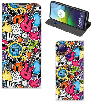 B2Ctelecom GSM Hoesje Motorola Moto G9 Power Telefoonhoesje Portemonnee Punk Rock