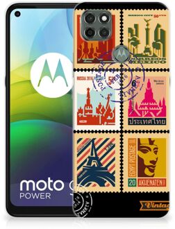 B2Ctelecom GSM Hoesje Motorola Moto G9 Power Trendy Telefoonhoesjes Postzegels