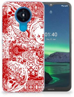 B2Ctelecom GSM Hoesje Nokia 1.4 Back Case TPU Siliconen Hoesje Angel Skull Red