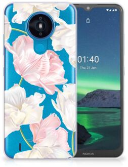 B2Ctelecom GSM Hoesje Nokia 1.4 Back Case TPU Siliconen Hoesje Doorzichtig Mooie Bloemen