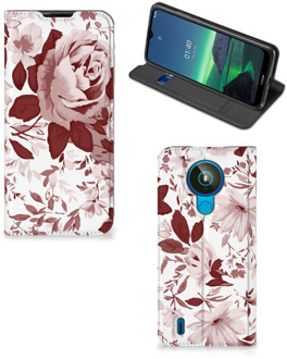 B2Ctelecom GSM Hoesje Nokia 1.4 Bookcase Watercolor Flowers