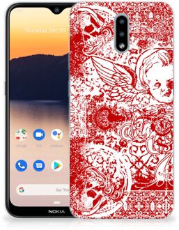 B2Ctelecom GSM Hoesje Nokia 2.3 Back Case TPU Siliconen Hoesje Angel Skull Red