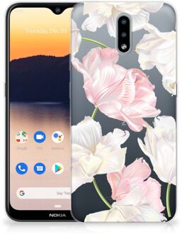 B2Ctelecom GSM Hoesje Nokia 2.3 Back Case TPU Siliconen Hoesje Doorzichtig Mooie Bloemen