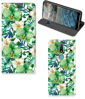 B2Ctelecom GSM Hoesje Nokia 2.4 Bookcase Cover Orchidee Groen