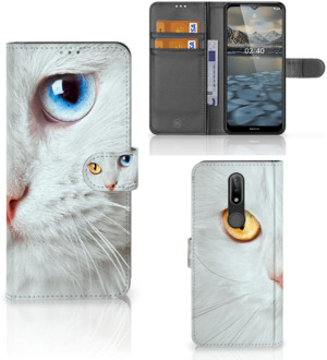 B2Ctelecom GSM Hoesje Nokia 2.4 Bookcover Case Witte Kat