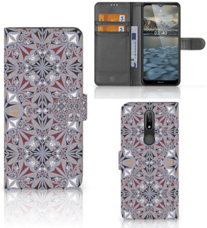 B2Ctelecom GSM Hoesje Nokia 2.4 Flipcover Flower Tiles