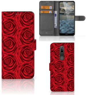 B2Ctelecom GSM Hoesje Nokia 2.4 Mobiel Bookcase Red Roses