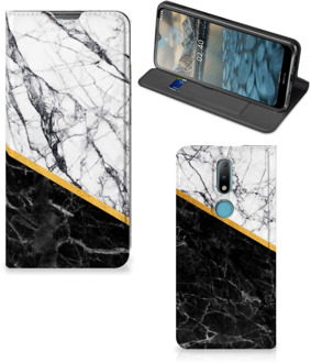 B2Ctelecom GSM Hoesje Nokia 2.4 Mobiel Case Marble White Black