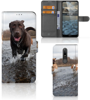 B2Ctelecom GSM Hoesje Nokia 2.4 Wallet Book Case Honden Labrador