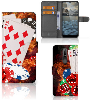 B2Ctelecom GSM Hoesje Nokia 2.4 Wallet Book Case Personaliseren Casino