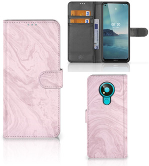 B2Ctelecom GSM Hoesje Nokia 3.4 Flip Case Marble Pink