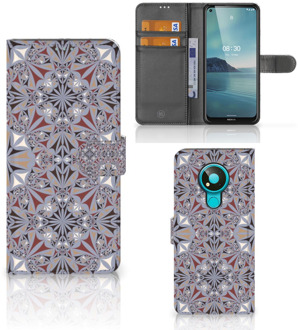 B2Ctelecom GSM Hoesje Nokia 3.4 Flipcover Flower Tiles